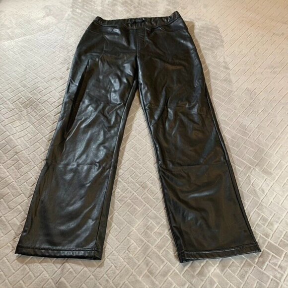Sanctuary Womens Medium Pants Black Slim Straight Vegan Faux Leather Mid Rise - Picture 1 of 16
